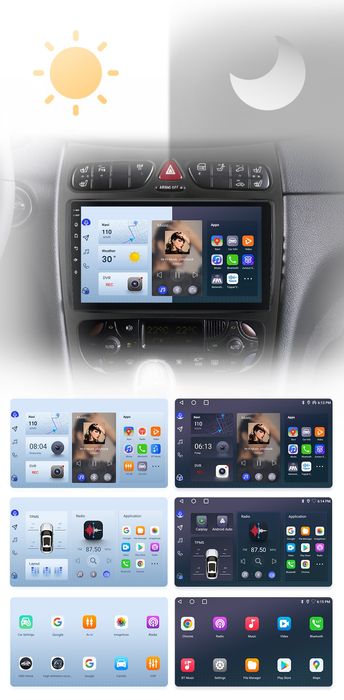 Rádio 9" android Mercedes C-CLK 2000-05 W203 S203 A209 WIFI GPS Novo