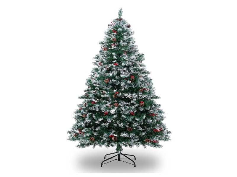 Sztuczna choinka 180 cm, śnieżona, z szyszkami i jagodami