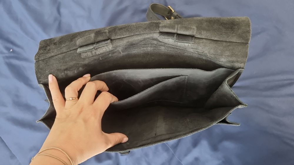 Рюкзак наплічник шкіряний синій під ноутбук 13 + шаманець Bagllet