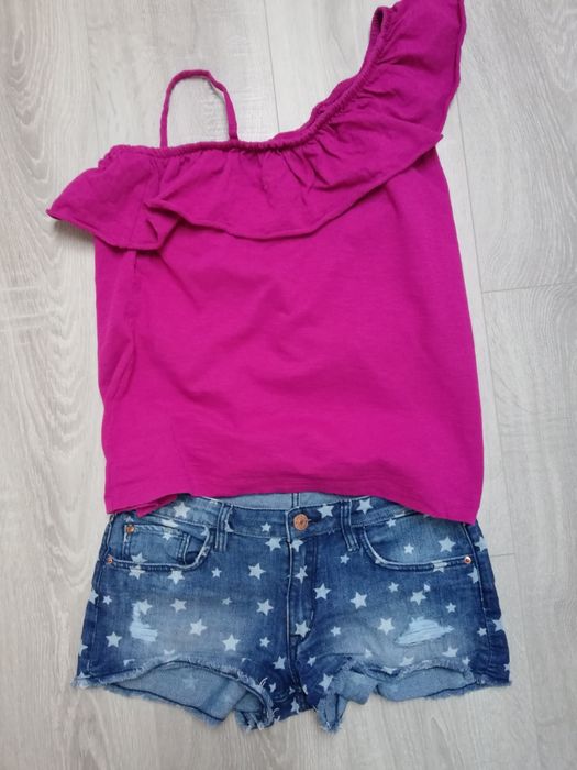 Bluzeczka top Next spodenki szorty H&M rozmiar 158