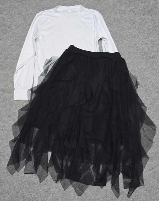 H&M skórkowa spódniczka+ golf w panterkę rozm.134
