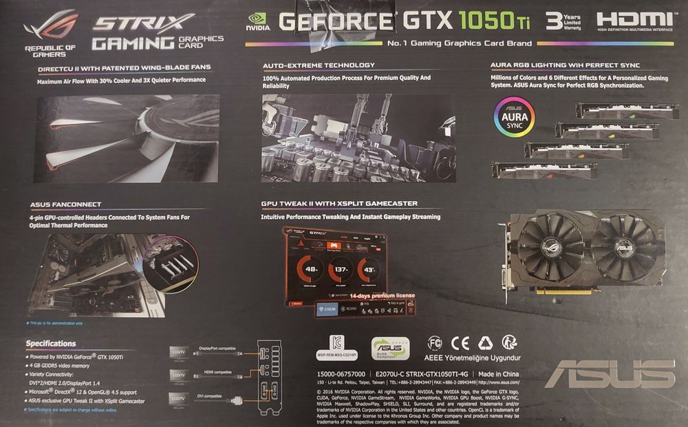 Karta graficzna ASUS GeForce GTX 1050 Ti  STRIX GAMING