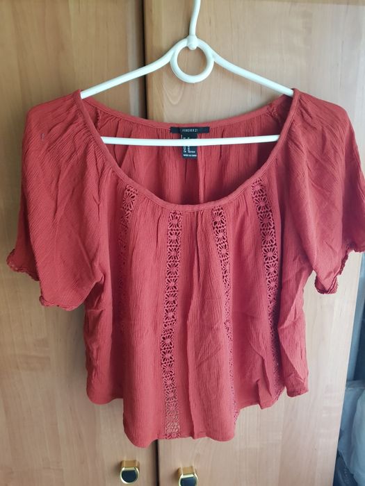 Ruda krótka bluzka z krótkim rękawem Forever 21 M