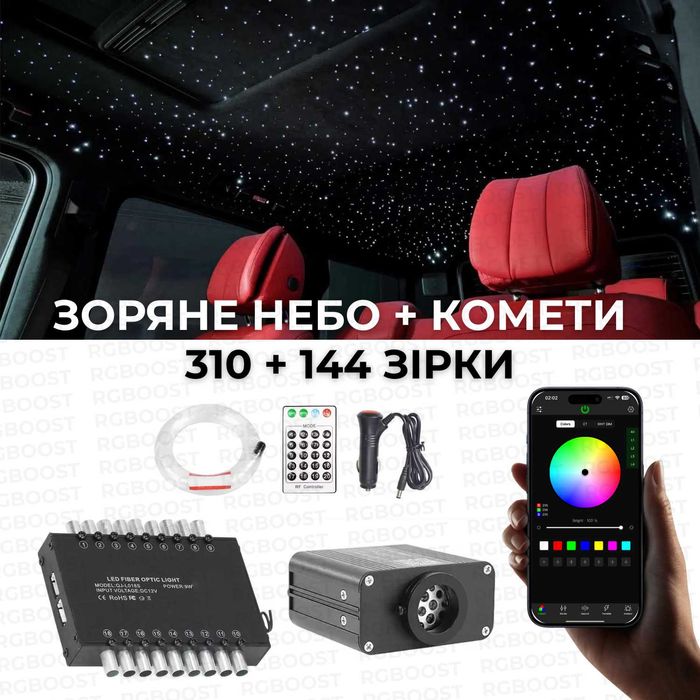 Звездное небо (310 точек) + кометы (144 точки) на все марки авто