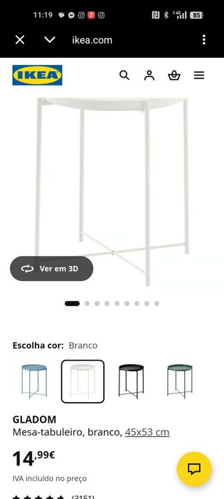 Mesa de apoio IKEA GLADOM novo