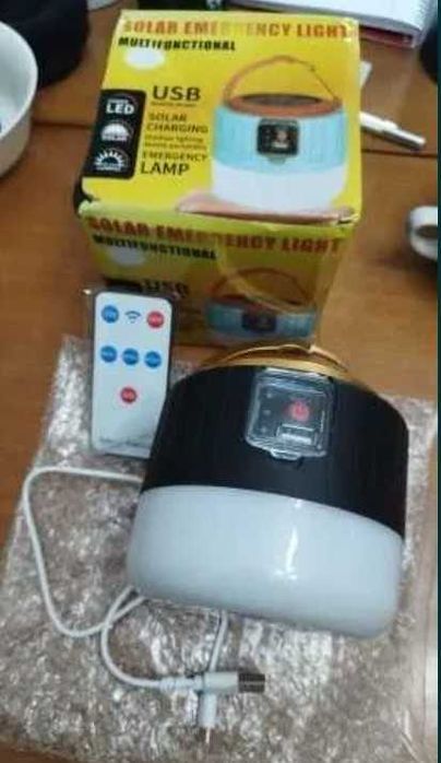 Лампа акумуляторна на пульті яскрава + повербанк підзарядка від сонця