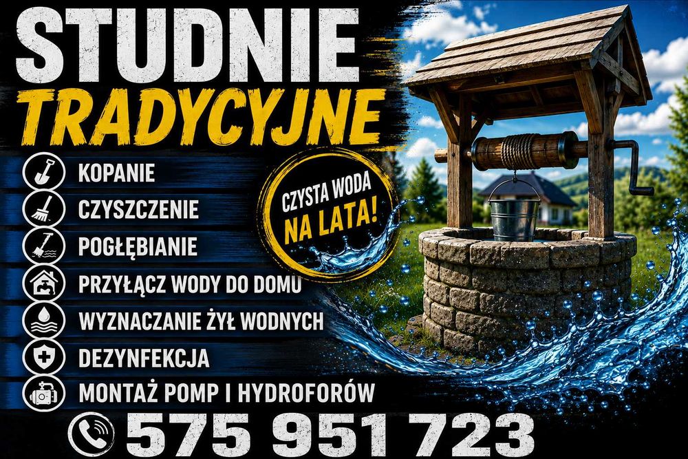 Kopanie Studni Tradycyjnych | Czyszczenie | Pogłębianie | Przyłącza Wody | Podkarpackie