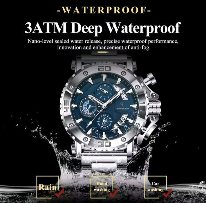 Relógio novo de marca original Poedagar, á prova de água e cronógrafo