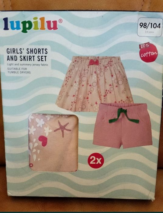 Komplet dziewczęcy szorty/spodenki i spódnica Lupilu - rozm. 98/104