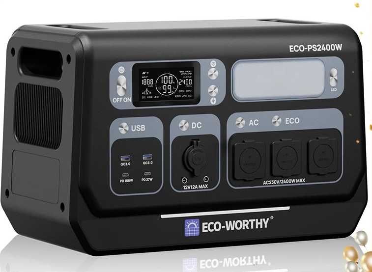 Портативна зарядна станція ECO-WORTHY 2048 Вт/год з LiFePo4 2400 W