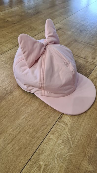 Czapka Federica Moretti. Z uszami. Pudrowy róż. Made in Italy. M 55 cm