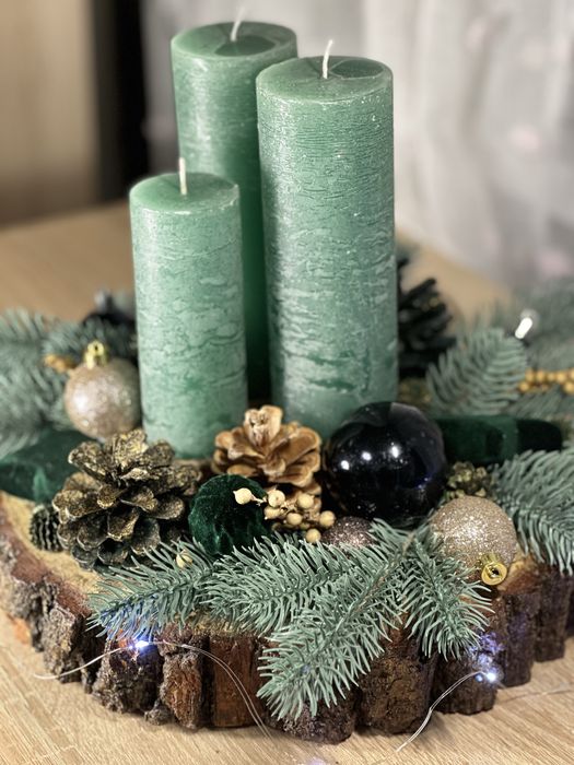 Свічник новорічний підсвічник різдво свічки подарунок декор шишки