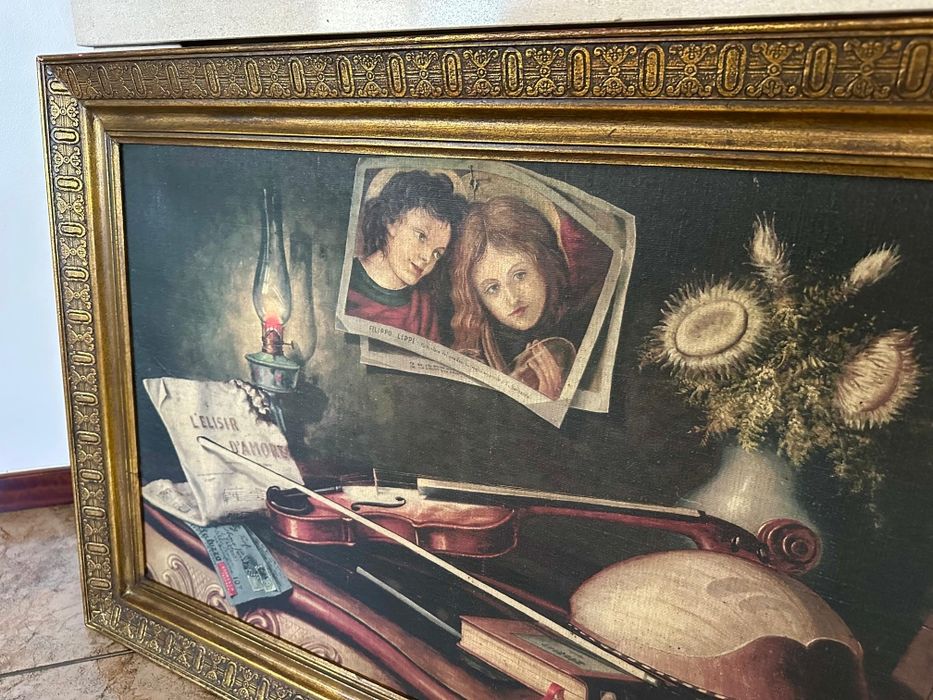 Pintura a óleo com moldura vintage