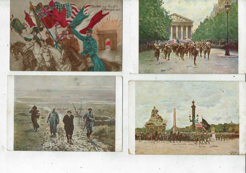 Interessante lote de 71 postais sobre a I Guerra Mundial. 1916 a 1930