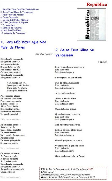 José Afonso, Francisco Fanhais	- - - - -		República	- - - - -	LP