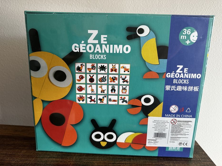 Układanka drewniana zwierzątka figury geometryczne