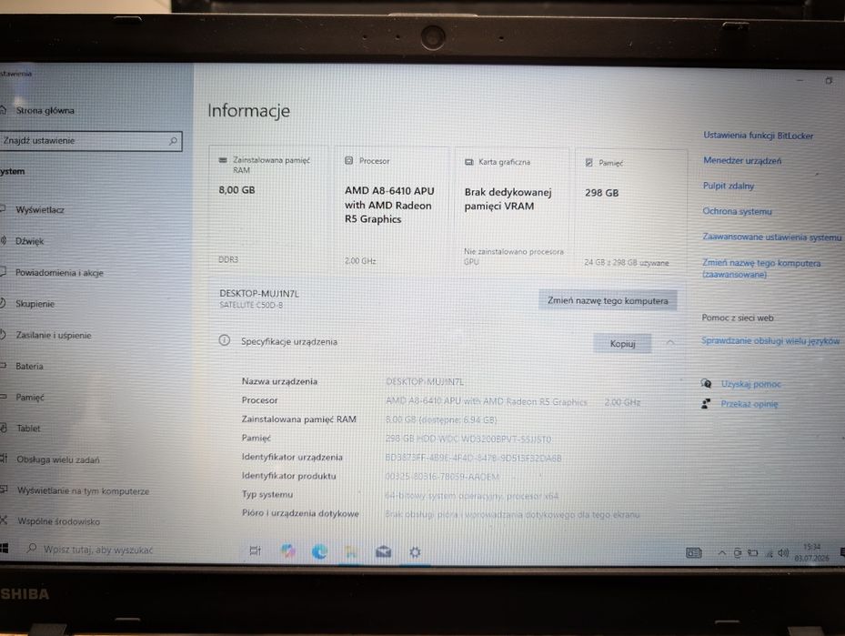Laptop Toshiba Satellite C50D-B-15C