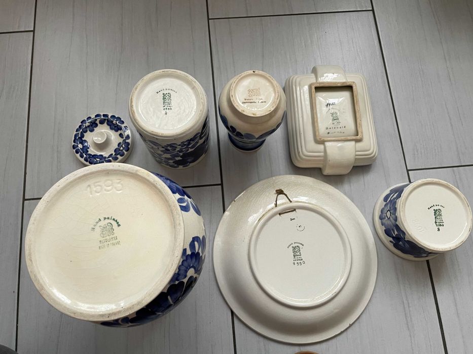 Zestaw porcelana fajans Włocławek niebieski