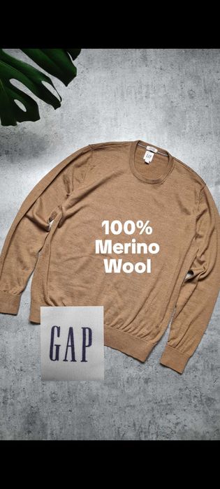 Karmelowy brązowy sweter GAP sweterek 100% Merino Wełna. Rozmiar M