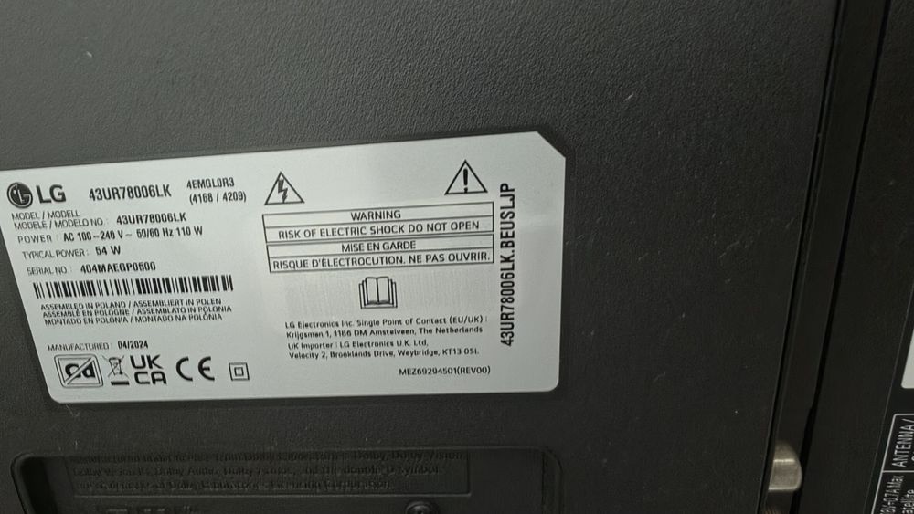 Televisão LG 43 polegadas