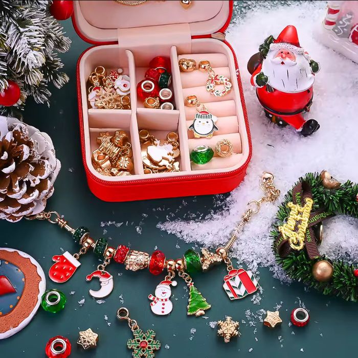 Новорічний набір браслетів, різдвяний набор, новогодний пандора брасле