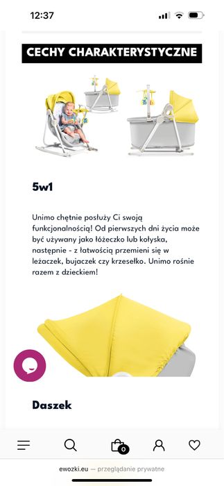 Kinderkraft Unimo - wielofunkcyjny leżaczek 5w1