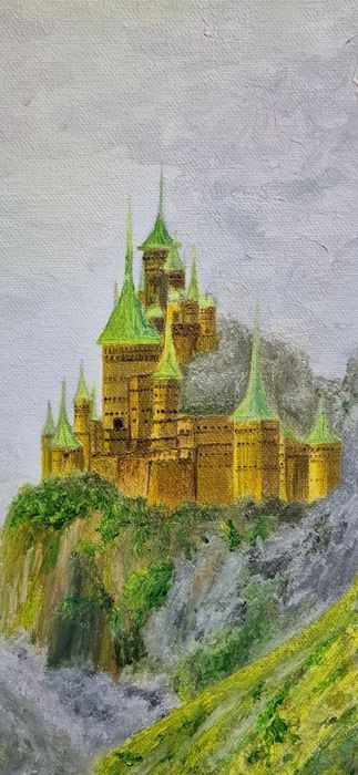 Pintura "Entre o céu e a terra. Um castelo nas montanhas." Certificado