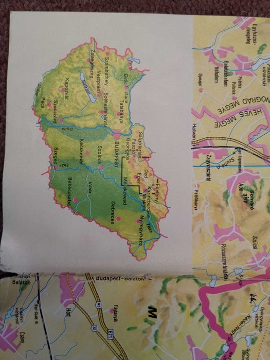 Mapa turystyczna Matra i Bukk . Północne Węgry. Eger Gyongyos Miskolec