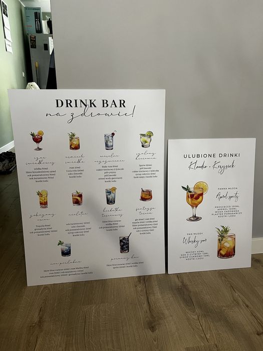 Tablica drink bar diy wesele
