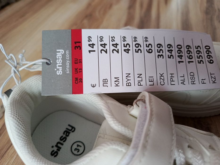 Białe trampki adidasy buty na rzepy Sinsay 31  nowe