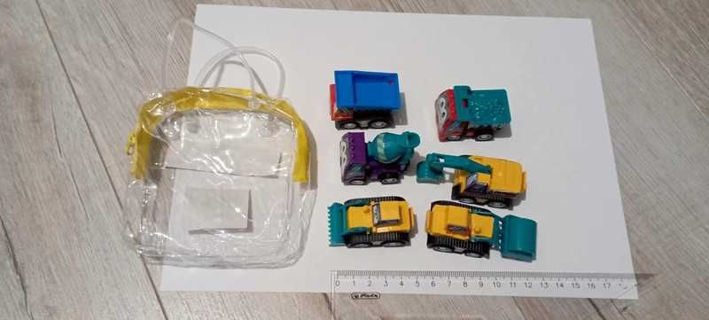 6 małych samochodzików koparki/betoniarka sprzęt budowlany