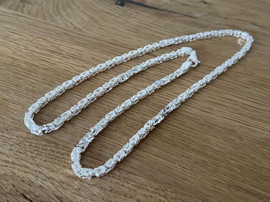 Srebrny męski łańcuszek Splot Królewski 60 cm 38 g