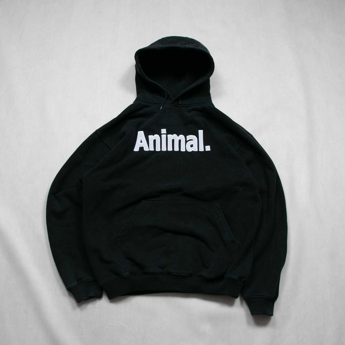 Y2k Animal boxy hoodie bluza z kapturem logowana L