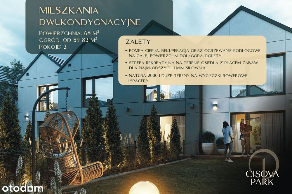 Mieszkanie dwukondygnacyjne|Stanowice|68 mkw|3 pokoje