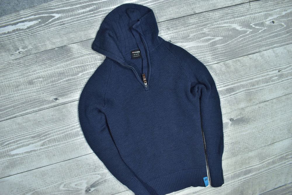 Brandsal Granatowy Sweter Merino Wool Zipneck Sportowy M