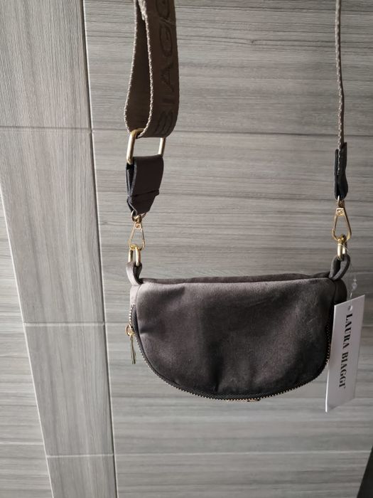 Torebka nerka saszetka taupe Laura Biaggi Nowa