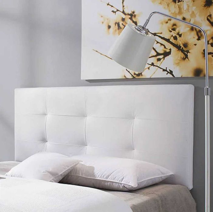 Cabeceira de cama de casal, estofada, modelo Carla 160x60 cm Branco, acolchoada com espuma, 8 cm de espessura
