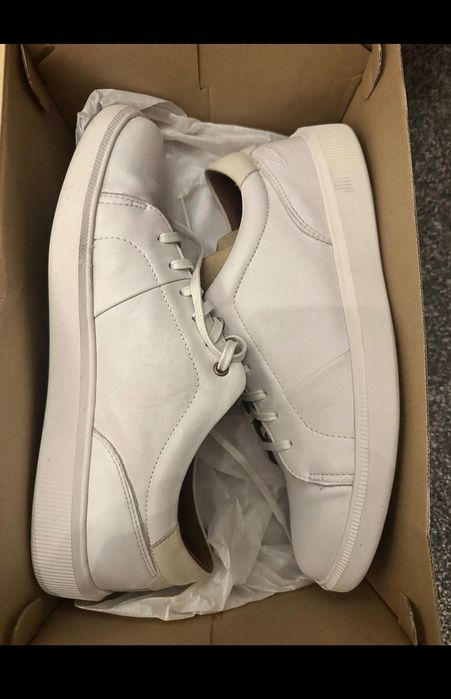 Мужские кеди туфли Clarks белие кожа UK 9 43