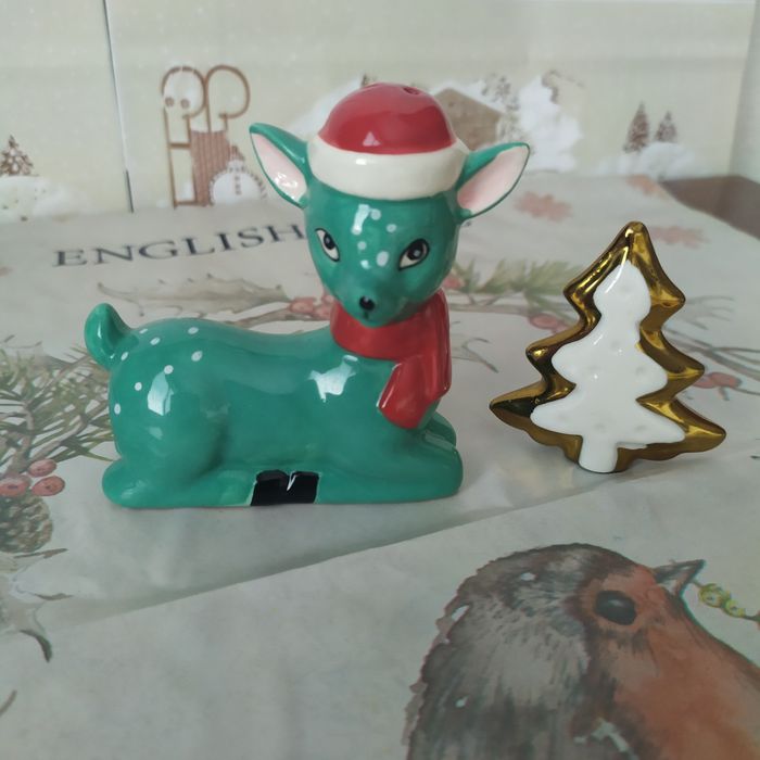 Статуетки кераміка. Новорічні оленя та ялинка. English Home. Статуэтки