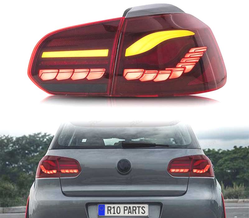 FAROLINS FULL LED VOLKSWAGEN VW GOLF 6 LIGHT BAR OLED DINAMICOS VERMELHO ESCURO