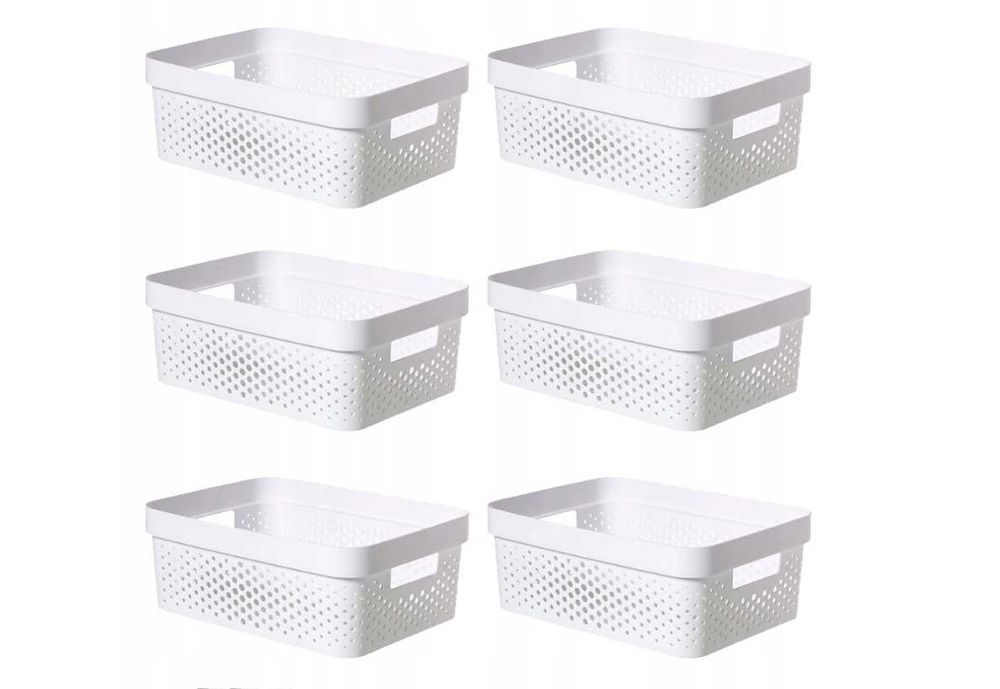 Koszyki do Szafy Białe Ażurowe Pojemniki na Bieliznę 11L Curver