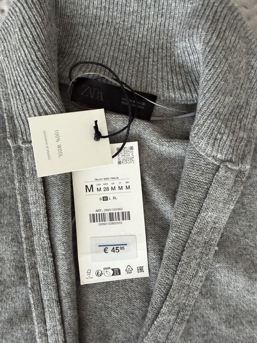 Нова 100% вовна кофта Zara на замку М