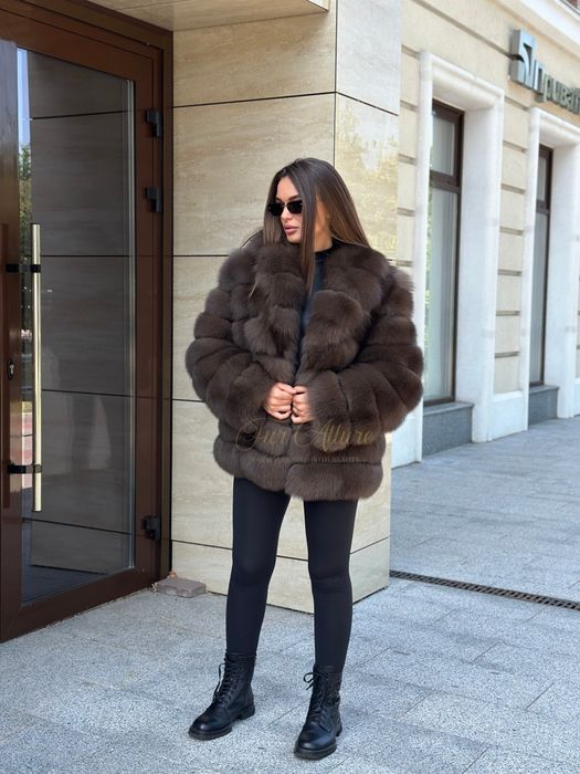 Жіноча шуба полушубок з натурального  хутра фінського песця.  42-54рр