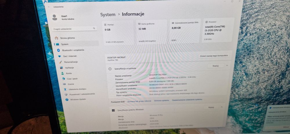 Firmowy zestaw komputerowy DELLIntel i3 Windows11 monitor Samsung