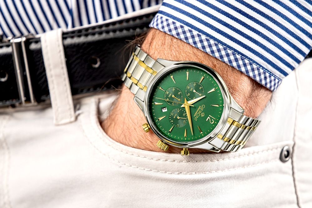 zegarek męski giewont chronograph sapphire zielony gw6310-b6