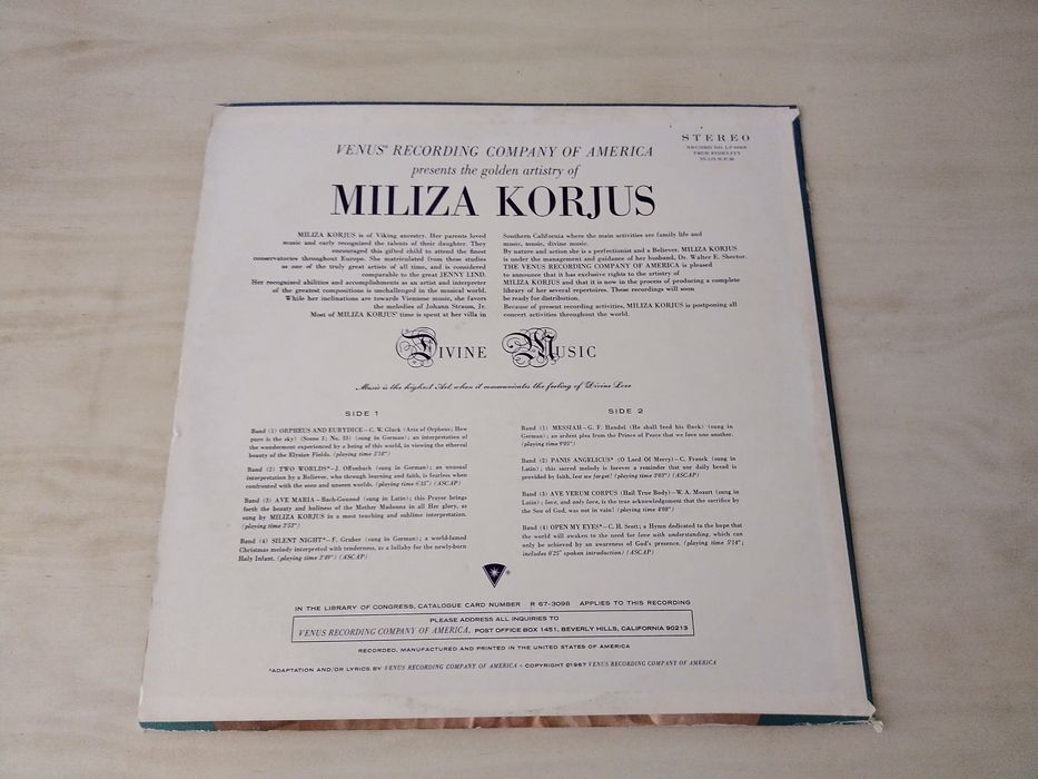 Miliza Korjus vinil 33 divine music assinado a dourado pela própria ed.americana