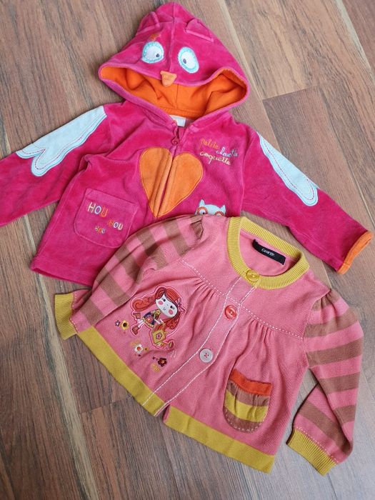 Zestaw Sweter i bluza dla dziewczynki różowe na długi rękaw 9-12mc  ba