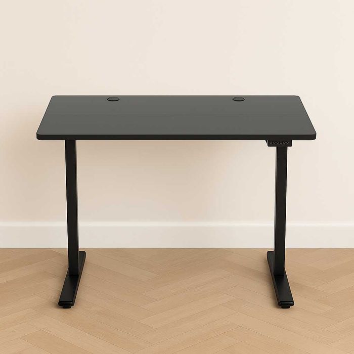 NOWE Biurko Elektryczne Z Regulacją Wysokości Czarne Panel Led 140x70