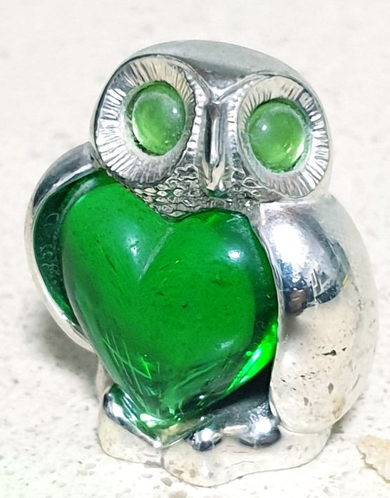 Encantadora pequena coruja em casquinha e vidro Christofle França