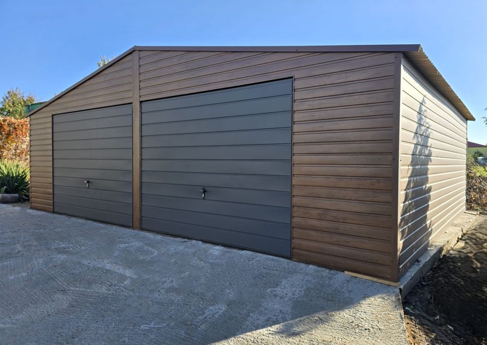 Garaż blaszany 8x5 m grafit,orzech, blaszak, blaszaki Montaż Gratis